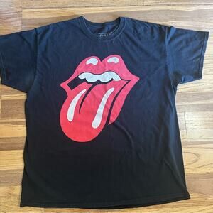Rolling Stones Black Graphic Tee, Classic Red Lips Tongue, 2019 Tour, XL